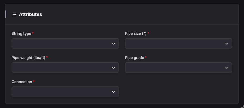 Job form attributes.